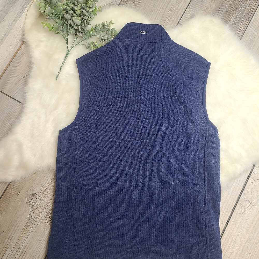 Men's Vineyard Vines Navy Blue Sweater Fleece Vest - Picture 12 of 13